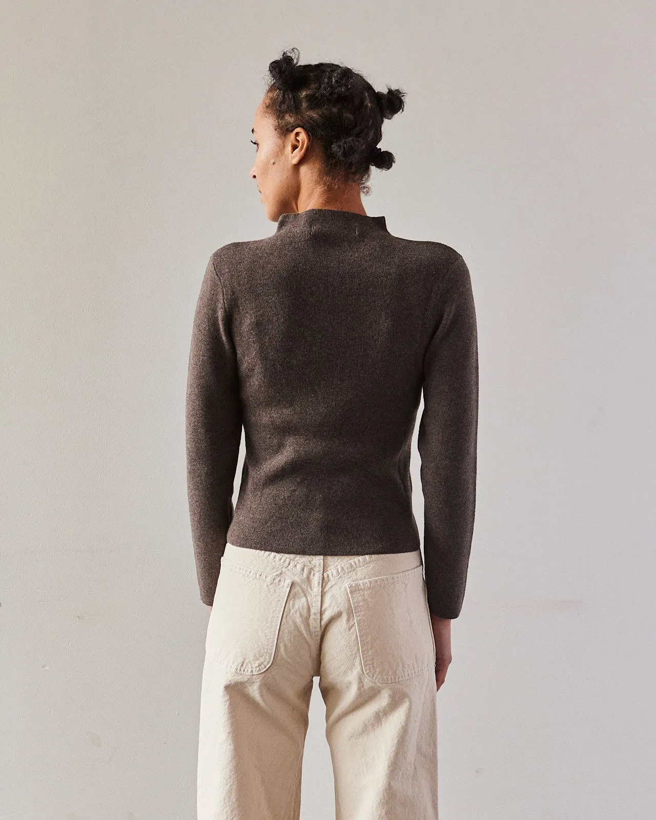 7115 Mockneck LS Top, Charcoal Brown