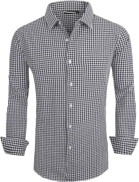 Alex Vando Mens Seersucker Dress Shirts Striped Business Casual Cotton Shirts for Men