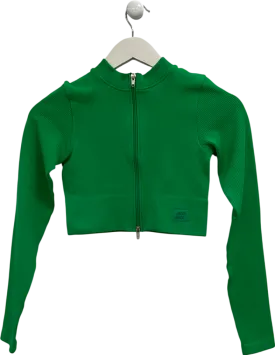 bo tee Green A Long-sleeved, Ribbed, Zip-up Activewear Top UK S