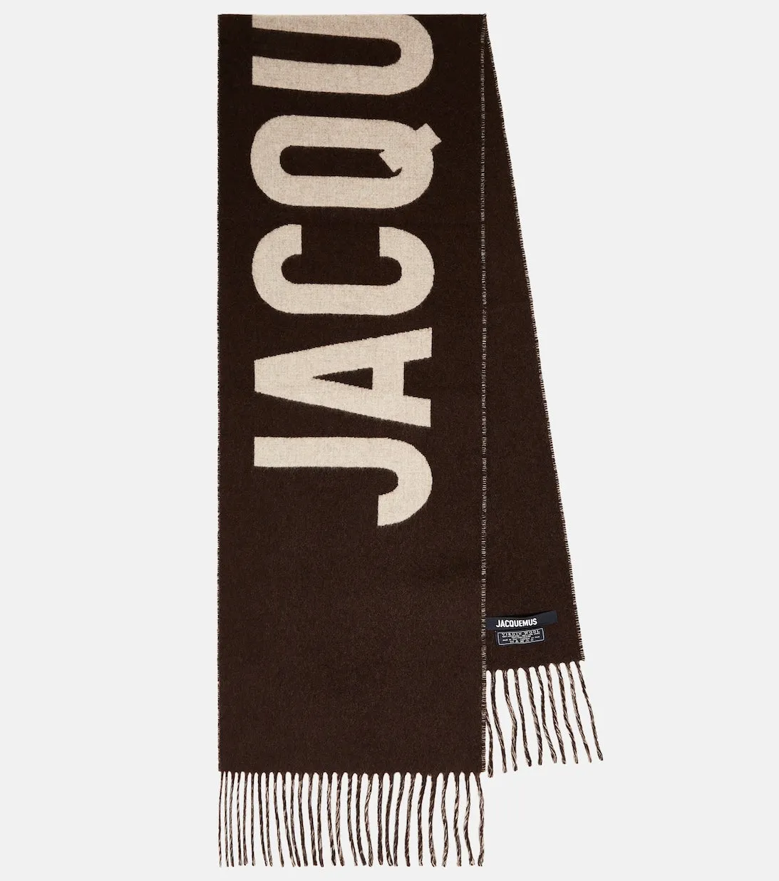 Écharpe scarf in virgin wool with Jacquemus logo, brown