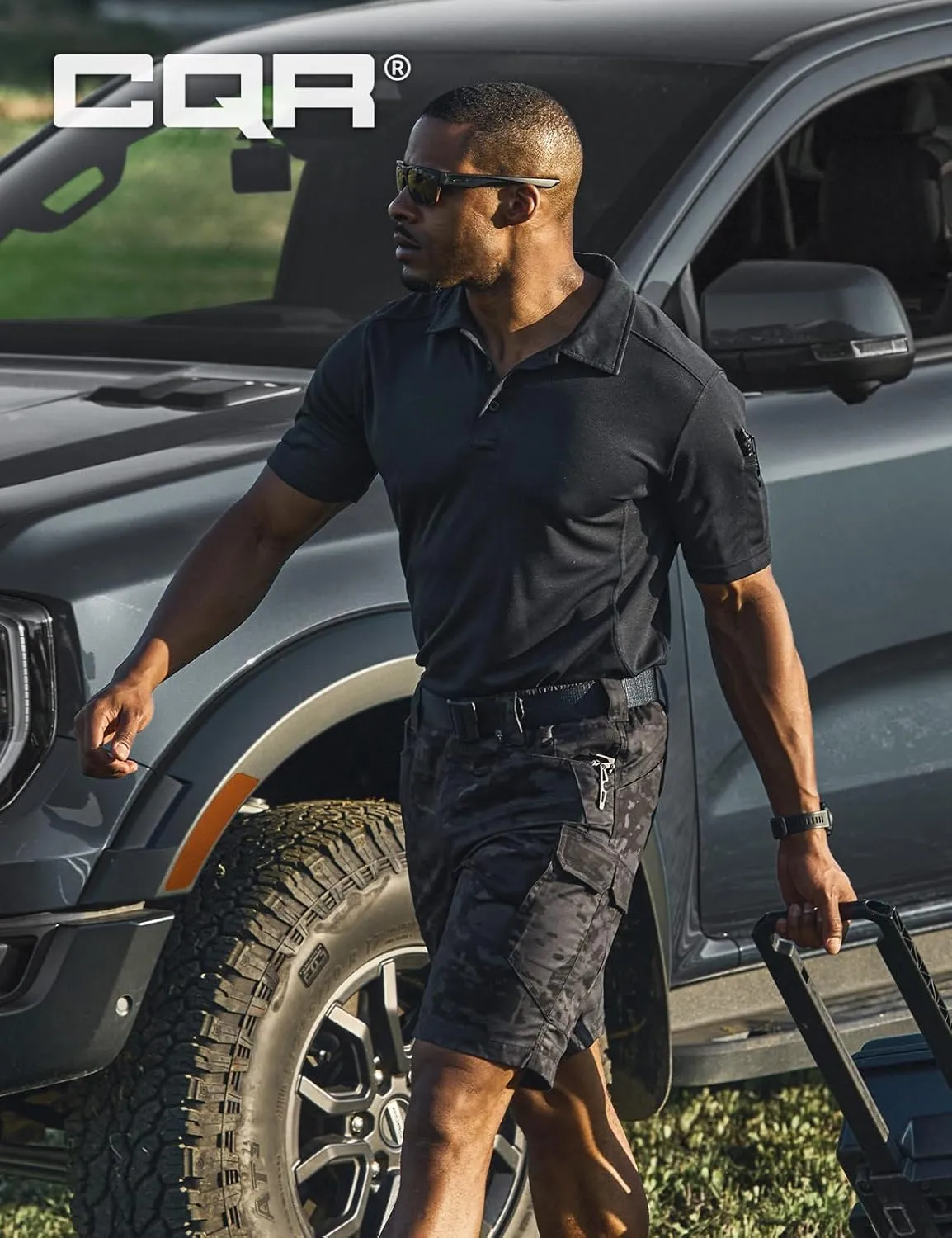 CQR Men's Flex Casual Cargo Shorts, Lightweight Water Resistant Golf Shorts, Stretch Tactical Work Shorts with Multi-Pocket