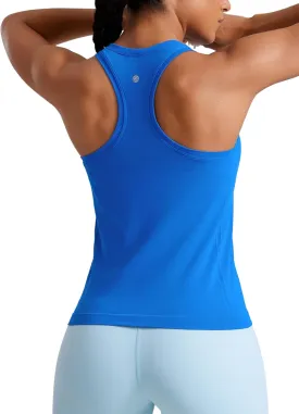 CRZ YOGA Womens Seamless Racerback Tank Scoop Neck Breathable Running Workout Tops Athletic Gym Sleeveless Shirts
