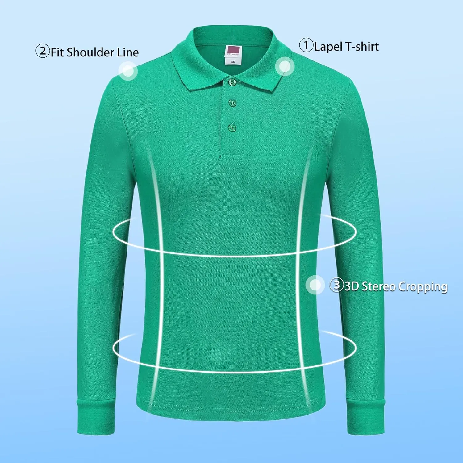 Custom Long Sleeve Polo Shirt with Text Logo Image - Customized Personalized Polo Shirts for Men & Women - Front & Back Print