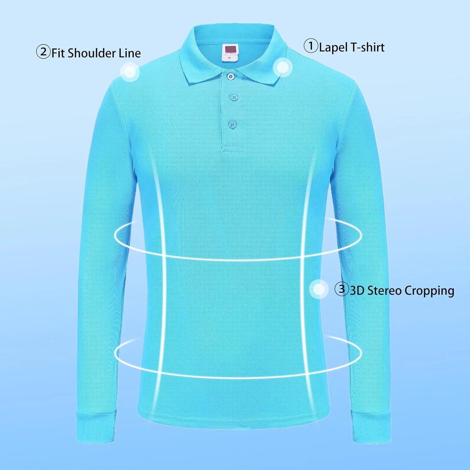 Custom Long Sleeve Polo Shirt with Text Logo Image - Customized Personalized Polo Shirts for Men & Women - Front & Back Print