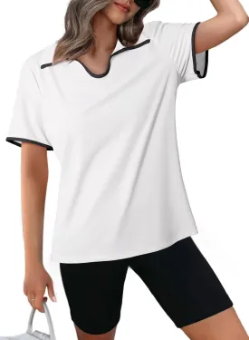 Dokotoo Women's Quick Dry Golf Polo Shirts Short Sleeve Tshirts Collared V Neck Tennis Shirt Workout Tops