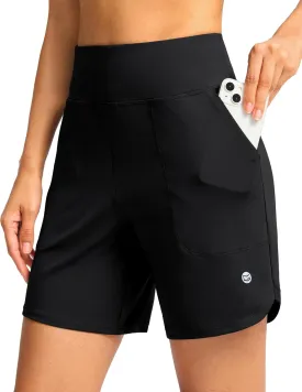 G Gradual Women's Athletic Shorts 6" High Waisted Stretchy Bermuda Shorts for Women Quick Dry Summer Casual Shorts