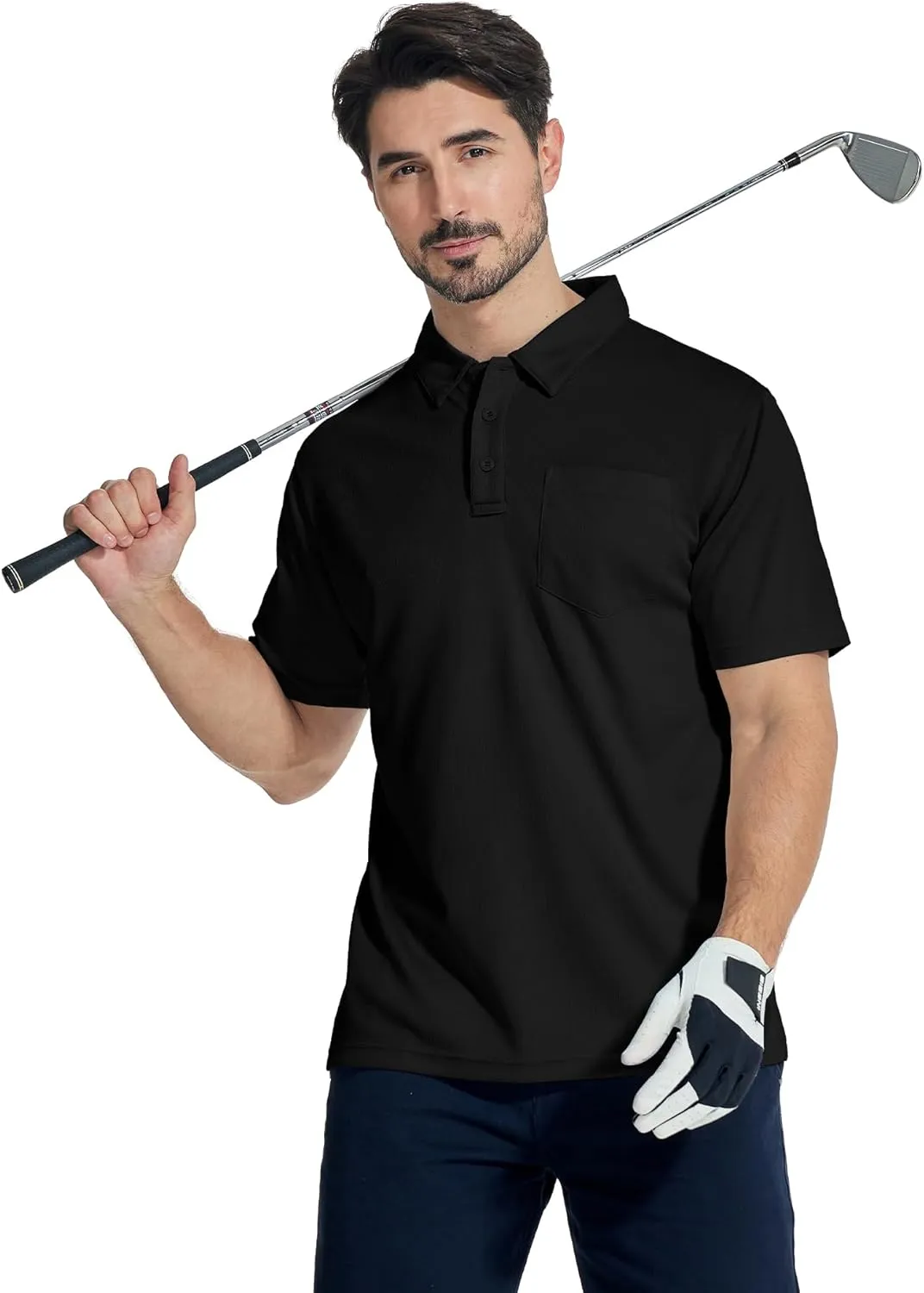 LLdress Men's Polo Golf Shirt Short Sleeve T-Shirts Pique Collared Shirts with Pocket