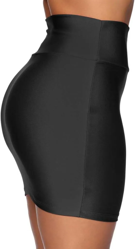 Stretchy Pencil Skirts for Women Mini Tight Skirt Sexy Solid High Waist Short Slim Skirts Ruched Bodycon Mini Skirt