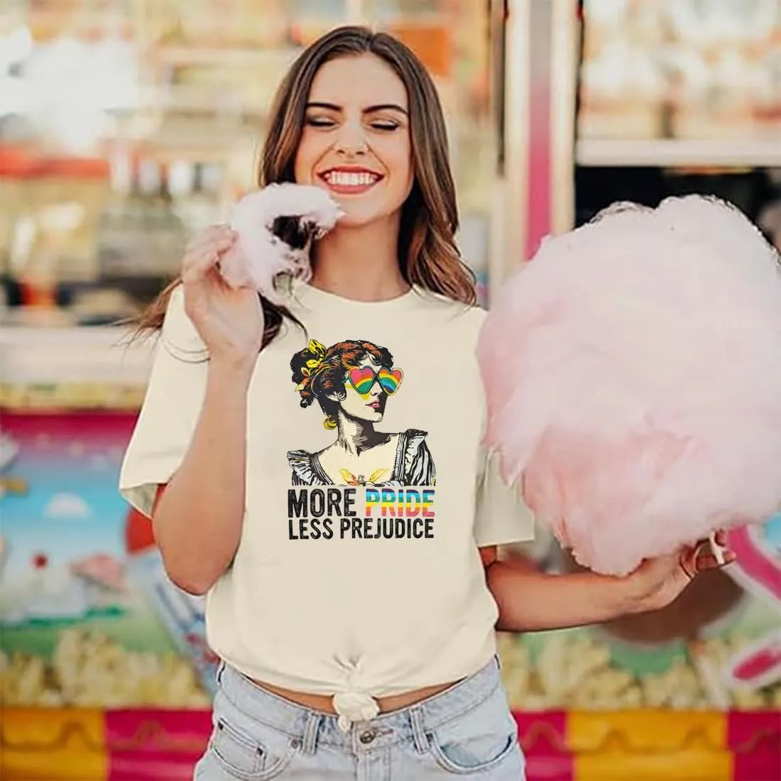 Women Pride Shirt LGBT Equality Tshirt More Pride Less Prejudice Letter Print Tee Proud Ally Lesibian Short Sleeve Tops