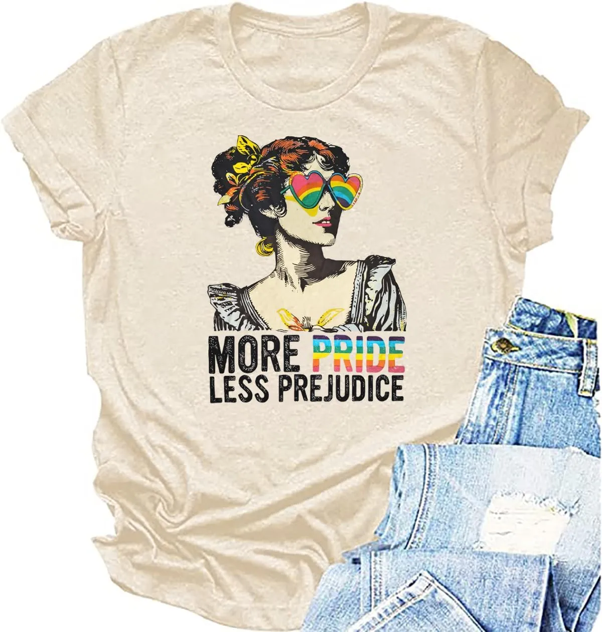 Women Pride Shirt LGBT Equality Tshirt More Pride Less Prejudice Letter Print Tee Proud Ally Lesibian Short Sleeve Tops