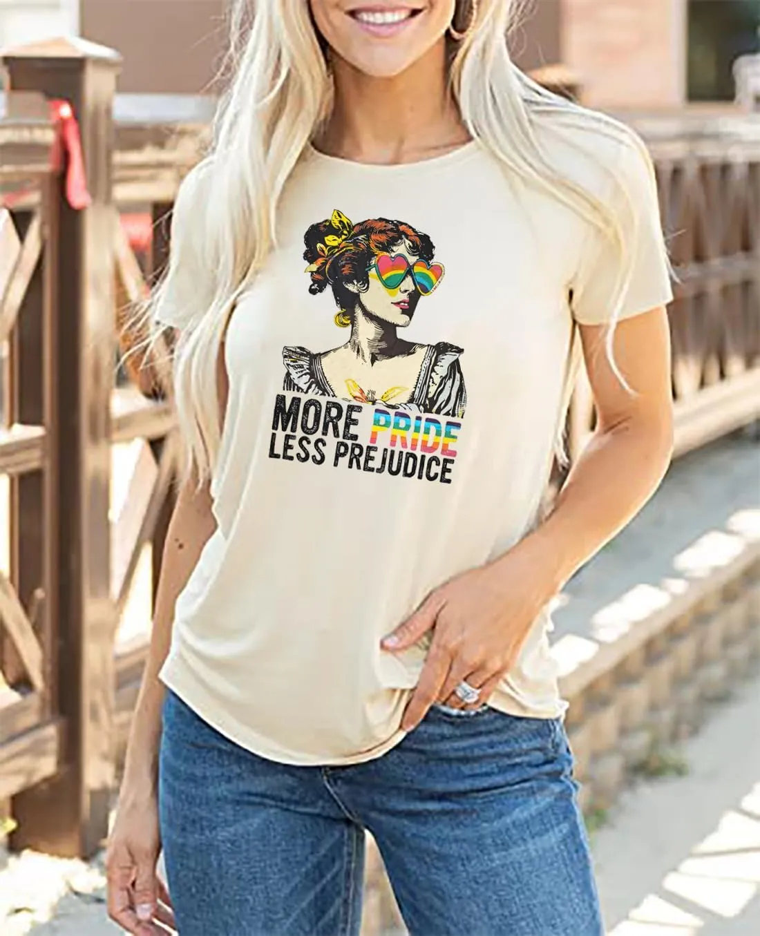 Women Pride Shirt LGBT Equality Tshirt More Pride Less Prejudice Letter Print Tee Proud Ally Lesibian Short Sleeve Tops