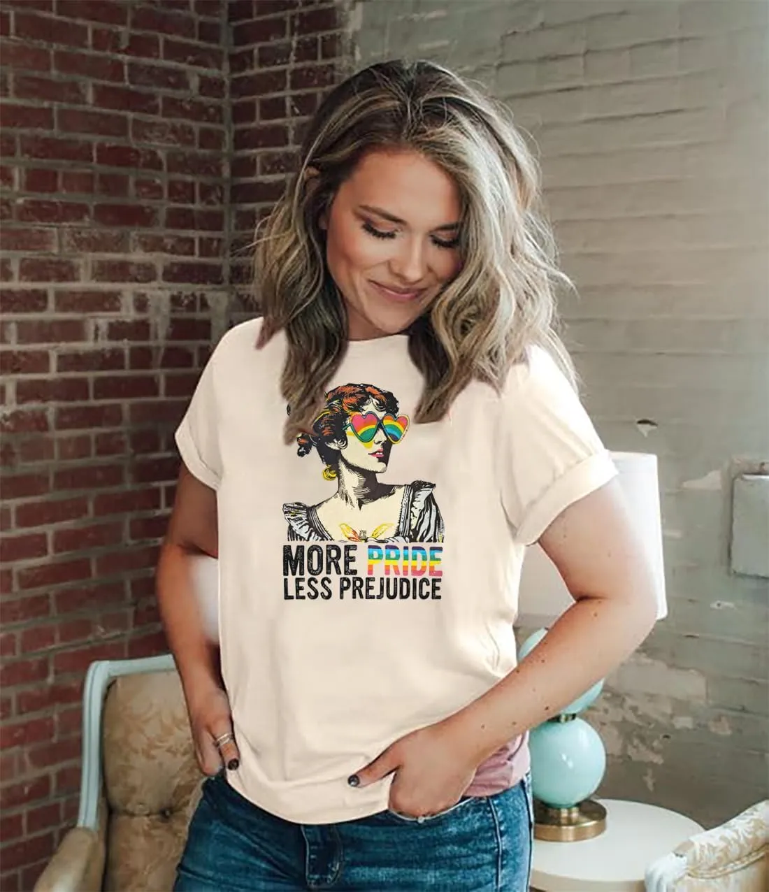Women Pride Shirt LGBT Equality Tshirt More Pride Less Prejudice Letter Print Tee Proud Ally Lesibian Short Sleeve Tops