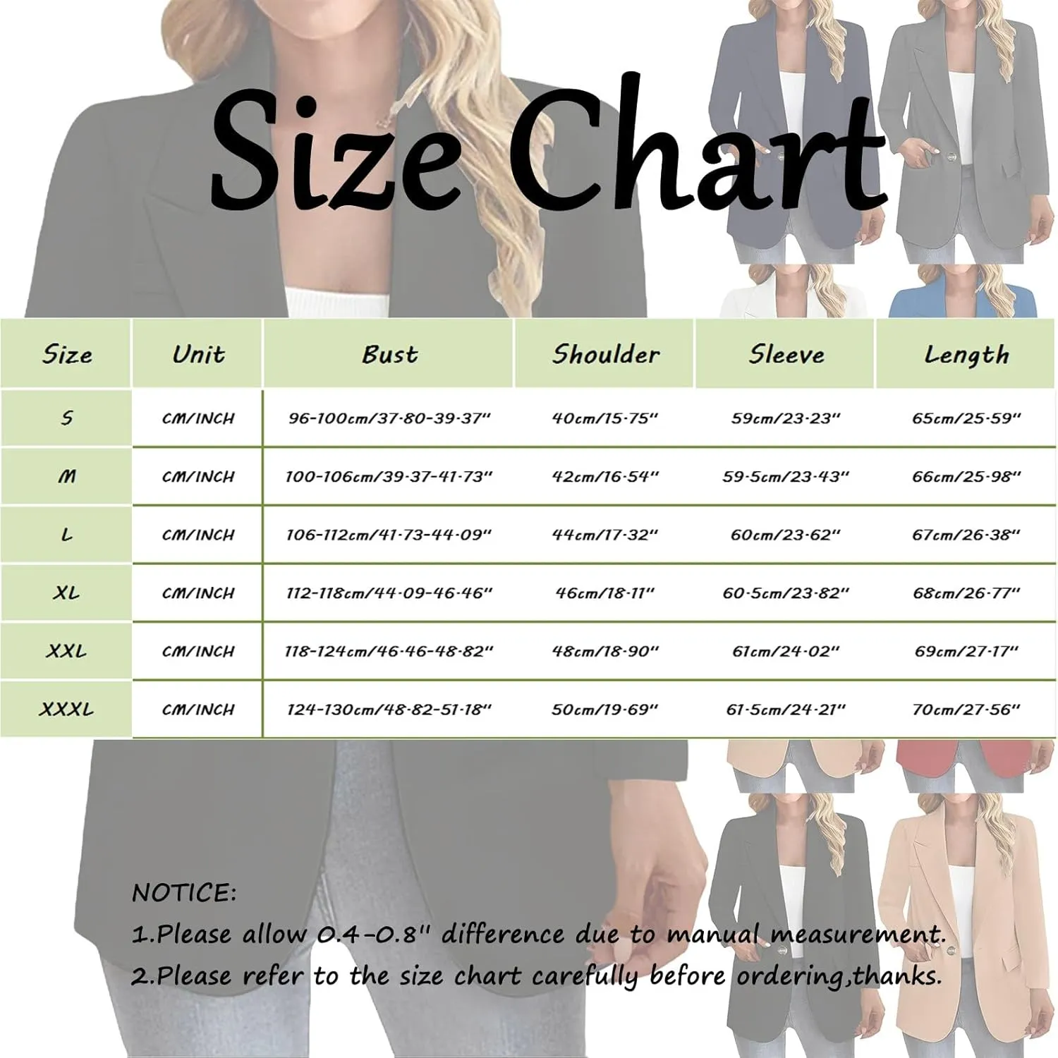 Women's Business Casual Blazer Long Sleeve Jacket Tops Button Up Lapel Suit Coat Office Work Clothes with Pockets