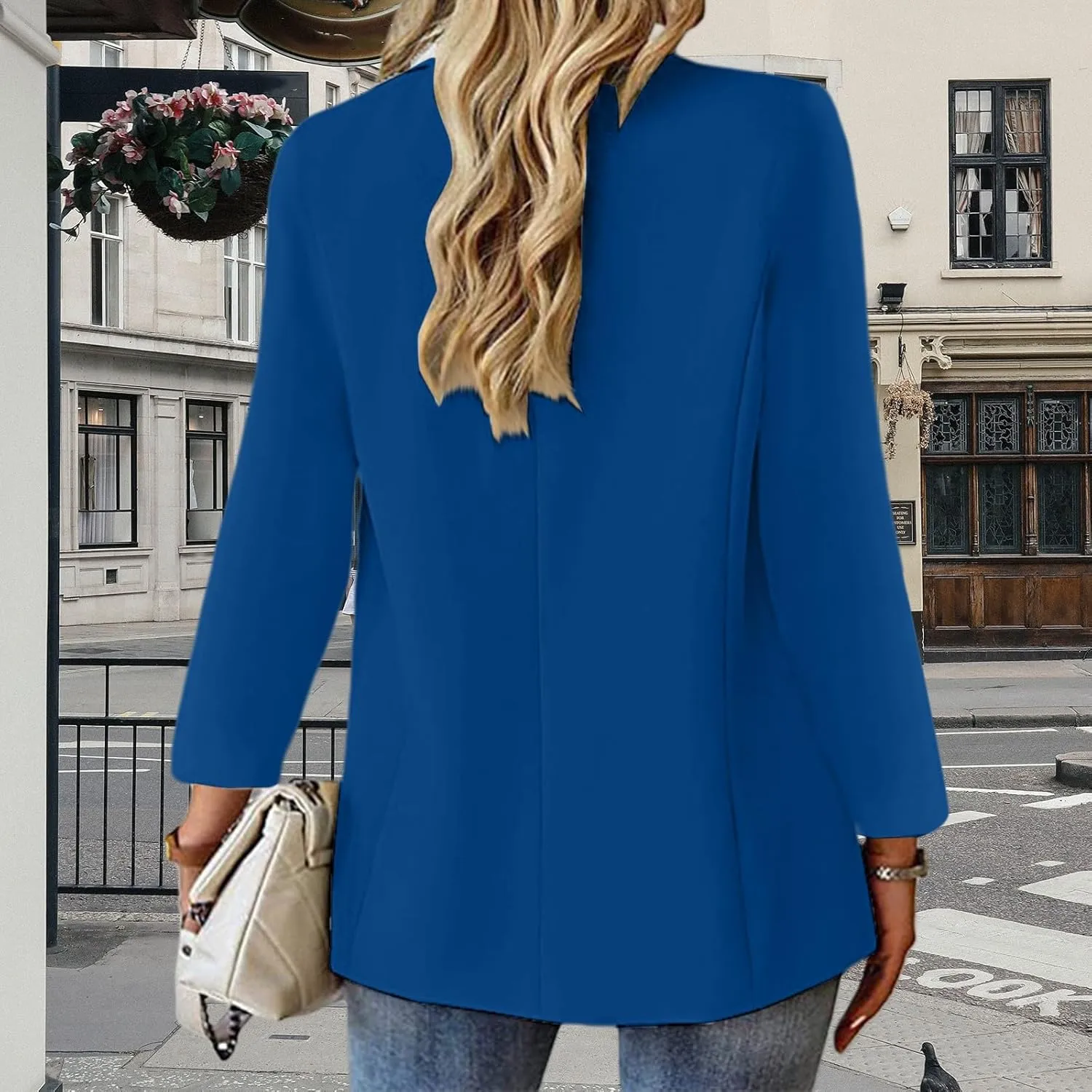 Women's Business Casual Blazer Long Sleeve Jacket Tops Button Up Lapel Suit Coat Office Work Clothes with Pockets