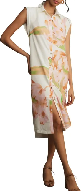 Womens Floral Print Cap Sleeve Button Up Shirt Midi Dress Summer Casual V Neck Cute Loose Fit Dress